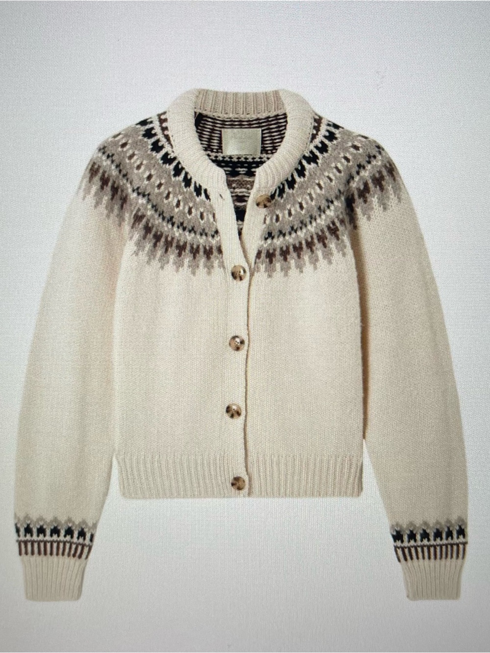 DOEN Clarke Fair Isle Wool Blend Cardigan Size L